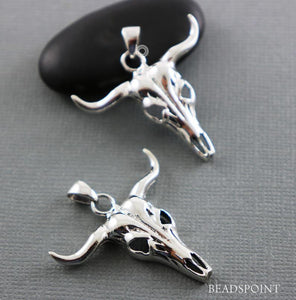 Sterling Silver Longhorn Charm   -- SS/CH7/CR70 - Beadspoint