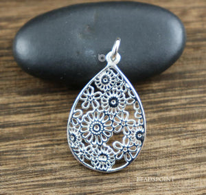 Sterling Silver Motif Drop Charm --  SS/CH4/CR113 - Beadspoint