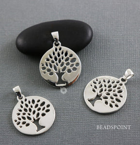 Sterling Silver Artisan Tree of Life Charm -- SS/CH4/CR117 - Beadspoint