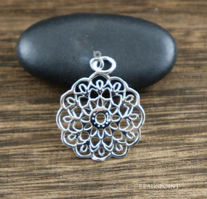 Sterling Silver  Flower Charm-- SS/CH4/CR110 - Beadspoint