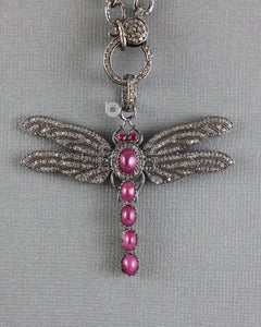 Pave Diamond Ruby Dragonfly Pendant -- DP-1903 - Beadspoint