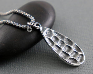 Sterling Silver Artisan Handmade Teardrop Charm -- SS/CH11/CR21 - Beadspoint