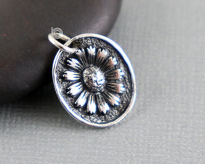 Sterling Silver Artisan Sunflower Charm -- SS/CH4/CR126 - Beadspoint