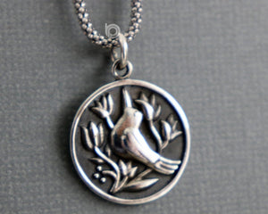 Sterling Silver Handmade Bird and Branch Charm -- SS/CH6/CR59 - Beadspoint