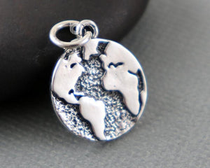 Sterling Silver Handmade Earth Charm -- SS/CH10/CR61 - Beadspoint