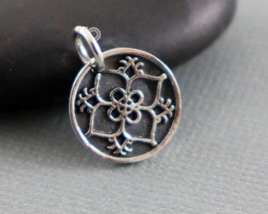 Sterling Silver Handmade Flower Motif Charm -- SS/CH2/CR90 - Beadspoint