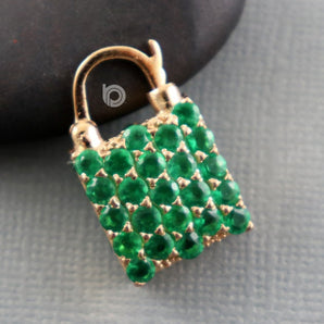 Pave Diamond Emerald Lock Pendant -- DED-7087 - Beadspoint