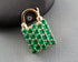 Pave Diamond Emerald Lock Pendant, (DED-7087)