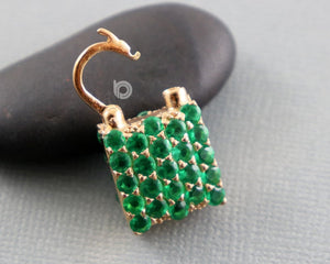 Pave Diamond Emerald Lock Pendant -- DED-7087 - Beadspoint