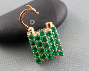 Pave Diamond Emerald Lock Pendant -- DED-7087 - Beadspoint