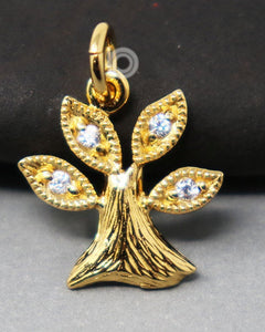24K Gold Vermeil Over Sterling Silver Tree Of Life Charm With White Sapphire  -- VM/CH4/CR148 - Beadspoint