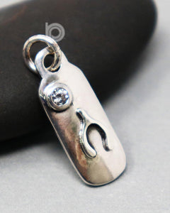Sterling Silver WishBone Tag Charm -- SS/CH5/CR51 - Beadspoint