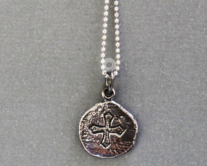 Sterling Silver Cross Coin Charm  -- SS/CH1/CR64 - Beadspoint