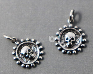 Sterling Silver Skull Charm  -- SS/CH10/CR55 - Beadspoint
