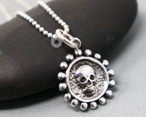 Sterling Silver Skull Charm  -- SS/CH10/CR55 - Beadspoint
