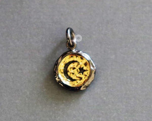 Gold Vermeil Over Sterling Silver Star And Moon Charm -- SS/CH5/CR50 - Beadspoint