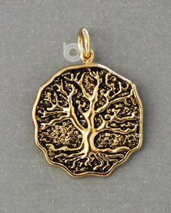 Gold Vermeil Over Sterling Silver Vermeil Tree Of Life Charm -- VM/CH4/CR147 - Beadspoint