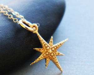 Gold Vermeil Over Sterling Silver True North Star Charm -- VM/CH5/CR48 - Beadspoint