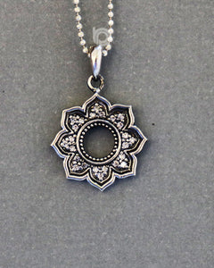 Sterling Silver Lotus With Diamonds  Charm -- SS/CH4/CR142 - Beadspoint