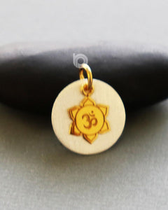 Gold Vermeil Over Sterling Silver Ohm Disc Charm -- SS/CH2/CR101 - Beadspoint