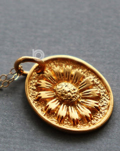 Gold Vermeil Over Sterling Silver Bloom Sunflower Charm -- VM/CH4/CR126 - Beadspoint