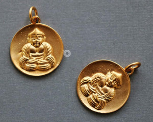 24K Gold Vermeil Over Sterling Silver Buddha Charm-- VM/CH2/CR86 - Beadspoint