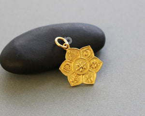 24K Gold Vermeil Over Sterling Silver Buddha  on Lotus Charm-- VM/CH2/CR100 - Beadspoint