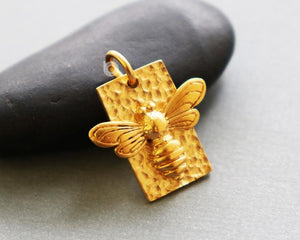Gold Vermeil Over Sterling Silver Bumblebee Charm  -- VM/CH7/CR75 - Beadspoint