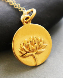 Gold Vermeil Over Sterling Silver Lotus Flower Charm -- VM/CH2/CR87 - Beadspoint