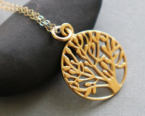 Gold Vermeil Over Sterling Silver Vermeil Tree Of Life Charm -- VM/CH4/CR118 - Beadspoint