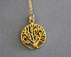 Gold Vermeil Over Sterling Silver Vermeil Tree Of Life Charm -- VM/CH4/CR118 - Beadspoint