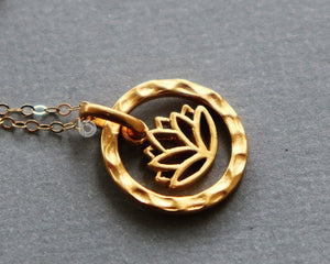 Gold Vermeil Over Sterling Silver Lotus Circle Bloom Charm -- VM/CH2/CR98 - Beadspoint