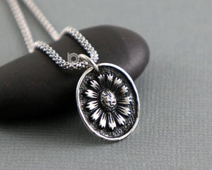 Sterling Silver Artisan Sunflower Charm -- SS/CH4/CR126 - Beadspoint
