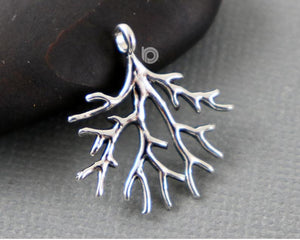 Sterling Silver Handmade Curling Leaves Charm -- SS/CH4/CR132 - Beadspoint