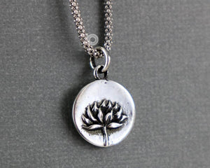 Sterling Silver Artisan Lotus Circle Charm -- SS/CH2/CR87 - Beadspoint