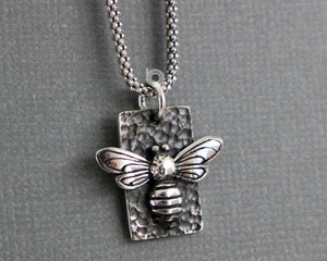 Sterling Silver Artisan Honeybee Charm  -- SS/CH7/CR75 - Beadspoint