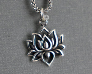 Sterling Silver Artisan Lotus Circle Charm -- SS/CH2/CR92 - Beadspoint