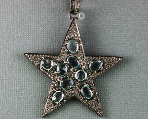 Pave Diamond Aquamarine Star Pendant -- DP-1923 - Beadspoint