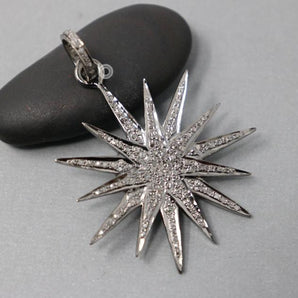 Pave Diamond Starburst Pendant 3 Finishes-- DP-1956 - Beadspoint