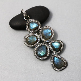 Pave Diamond Labradorite Pendant -- DP-1965 - Beadspoint