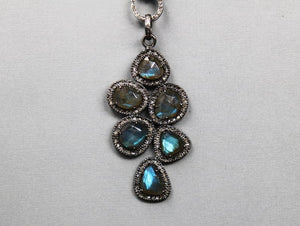 Pave Diamond Labradorite Pendant -- DP-1965 - Beadspoint