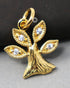 24K Gold Vermeil Over Sterling Silver Tree Of Life Charm With White Sapphire  -- VM/CH4/CR148