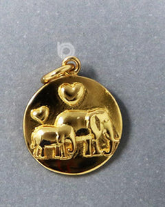 24K Gold Vermeil Over Sterling Silver Mother and Baby Elephant Charm -- VM/CH7/CR113 - Beadspoint