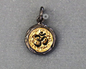 Gold Vermeil Sterling Silver Ohm Tag Charm -- SS/CH2/CR108 - Beadspoint