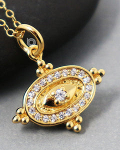 Gold Vermeil Over Sterling Silver Pendant With 0.1 White Diamonds -- VM/CH1/CR60 - Beadspoint