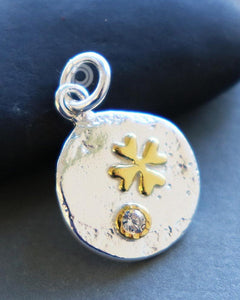 Gold Vermeil Over Sterling Silver Two Tone Cross Charm -- SS/CH2/CR107 - Beadspoint