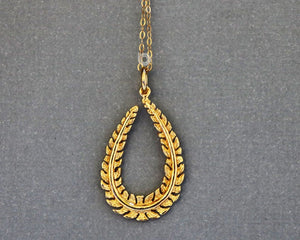 Gold Vermeil Over Sterling Silver Leaf Pendant -- VM/CH11/CR32 - Beadspoint