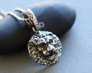 Sterling Silver Lion Head Charm -- SS/CH7/CR76 - Beadspoint