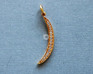 Gold Vermeil on Sterling Silver Moon charm -- VM/CH5/CR47 - Beadspoint