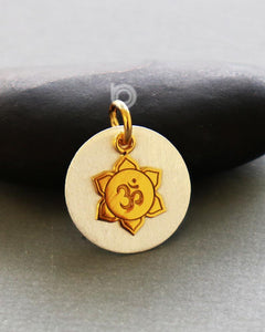 Gold Vermeil Over Sterling Silver Ohm Disc Charm -- SS/CH2/CR101 - Beadspoint